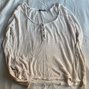 Brandy Melville cream knit henley top